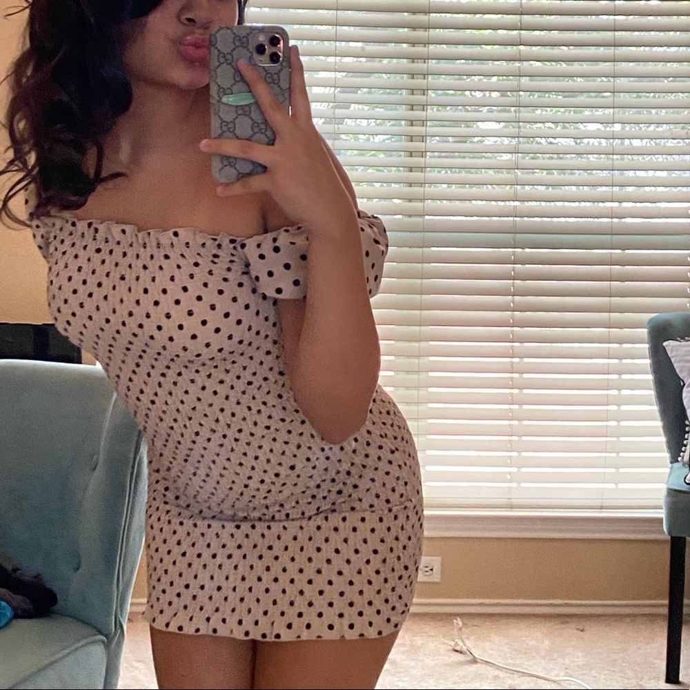 Body-Con Nude Polkadot Dress
